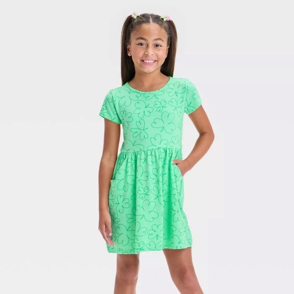 Cat & Jack Mint Green Clover Dress
